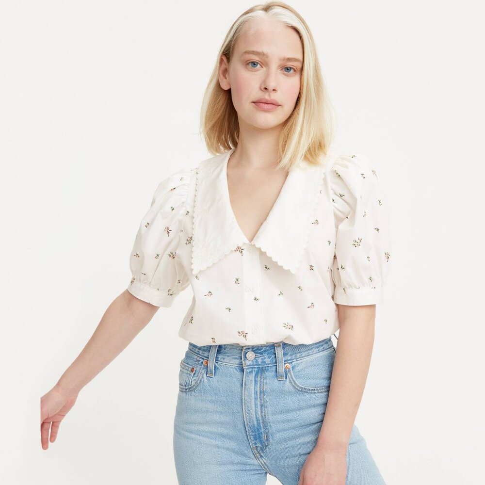 NWT Levi's Royce Collar Puff Sleeve Blouse